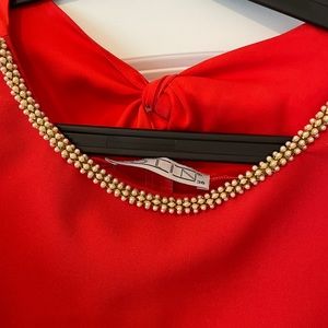 Red tunic dress with collar detail